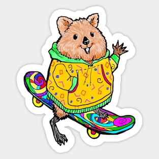 Skateboarding Quokka Sticker